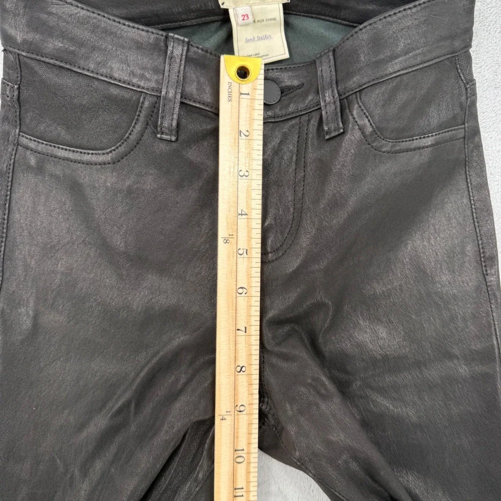 L'Agence Margot Black Coated Skinny Lamb Leather High Rise Pants Size 23 - Picture 15 of 16